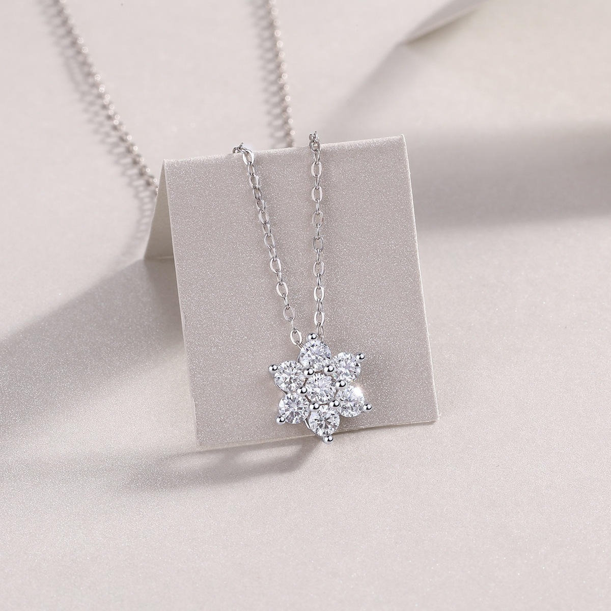 0.7 ct Moissanite Snowflake Pendant Necklace D Color VVS1, 925 Silver - Image 3