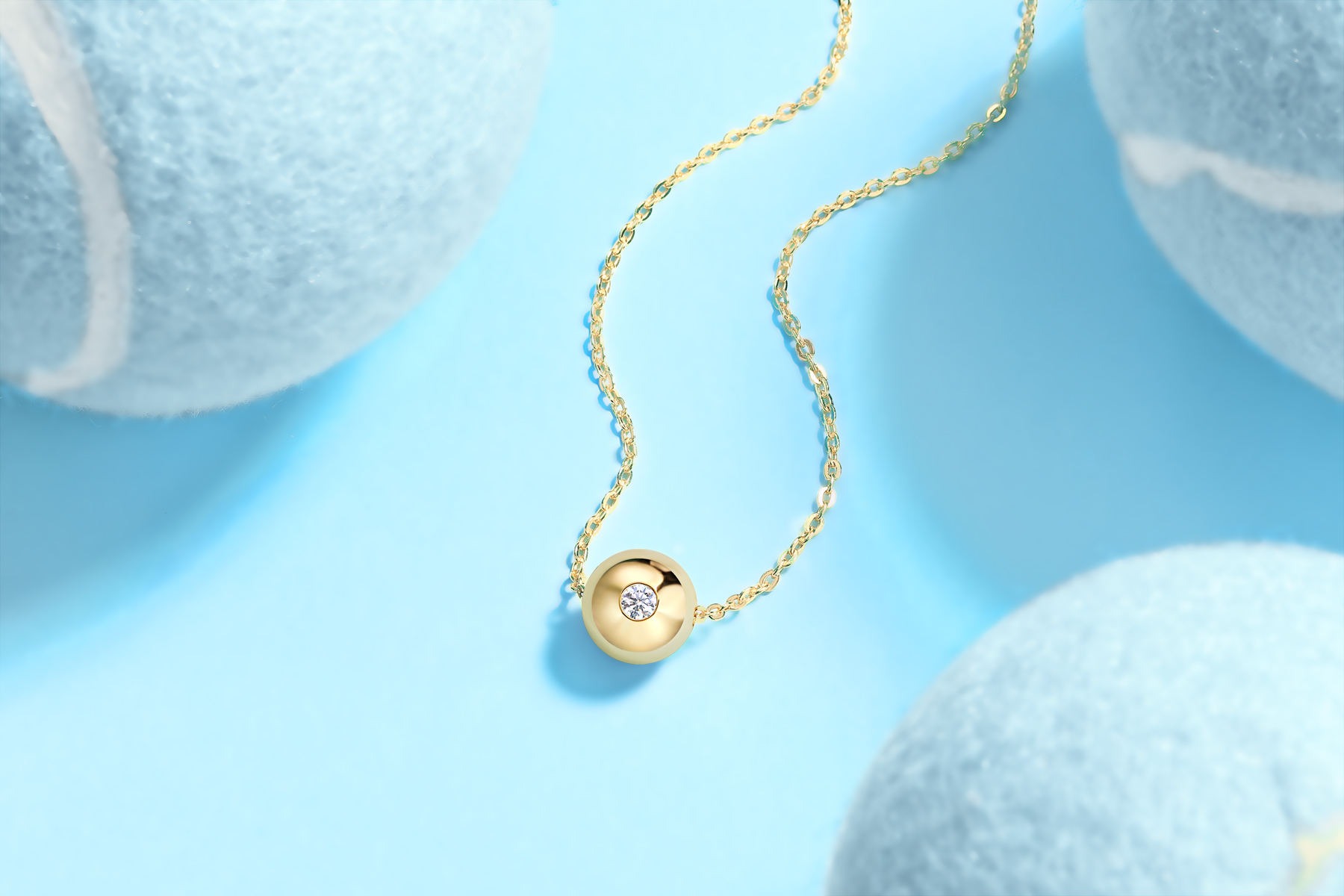 S925 Silver Moissanite Gold Ball Pendant Jewelry Factory Wholesale Plated with 18K gold - Image 3