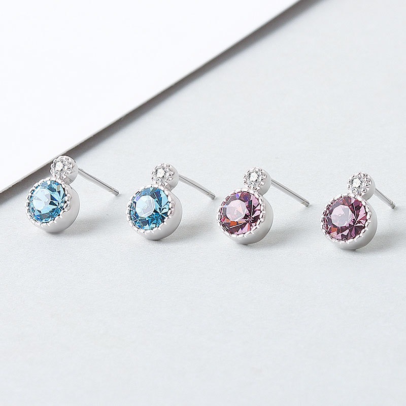 S925 sterling silver stud earrings Austrian crystal earrings - Image 4