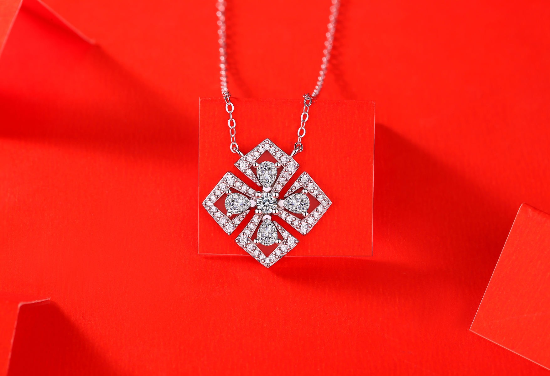 925 Sterling Silver Design 1CT Diamond Heart Pendant Necklace - Image 3