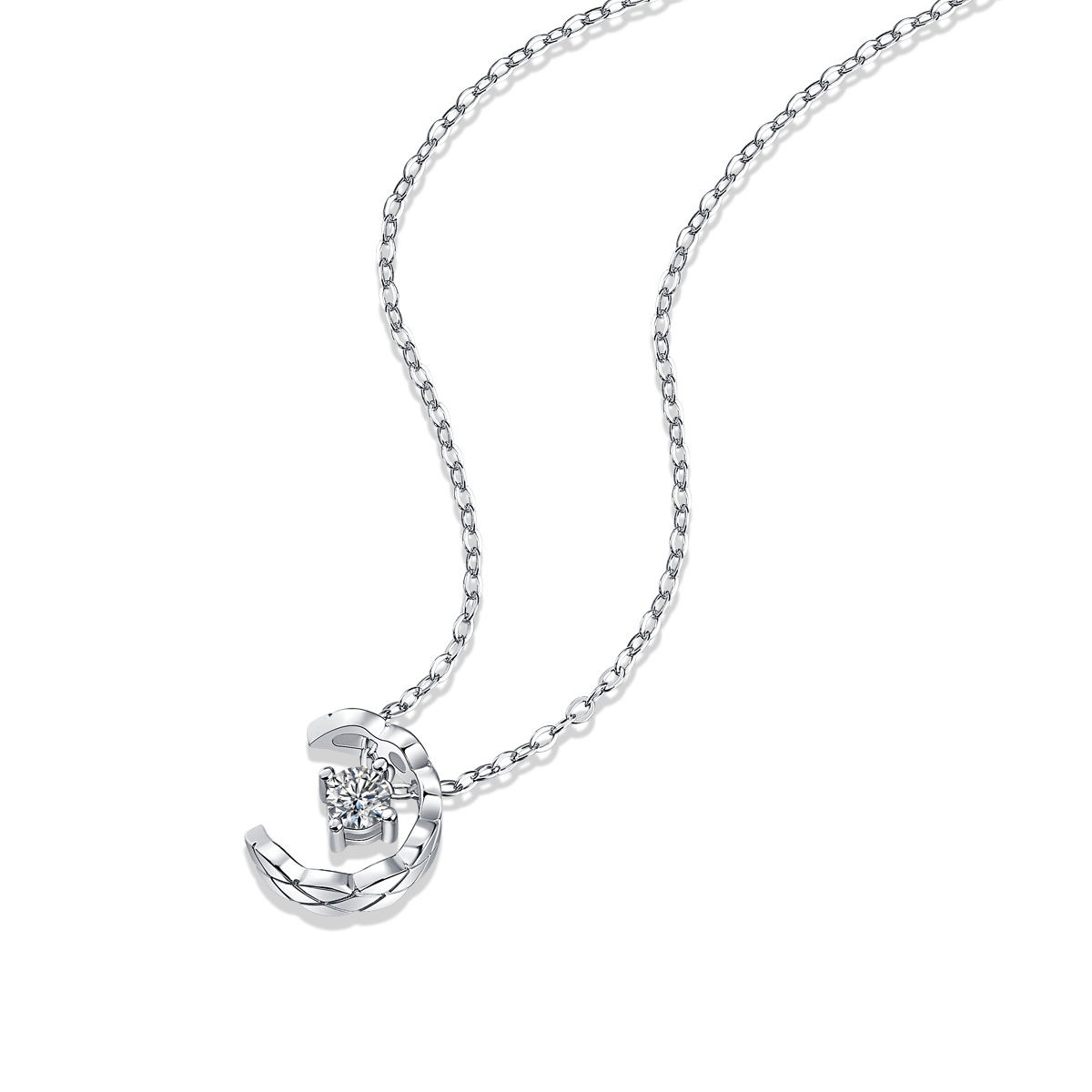 Moissanite Necklace White Gold Plated S925 Sterling Silver Jewelry Pendant Necklace - Image 2