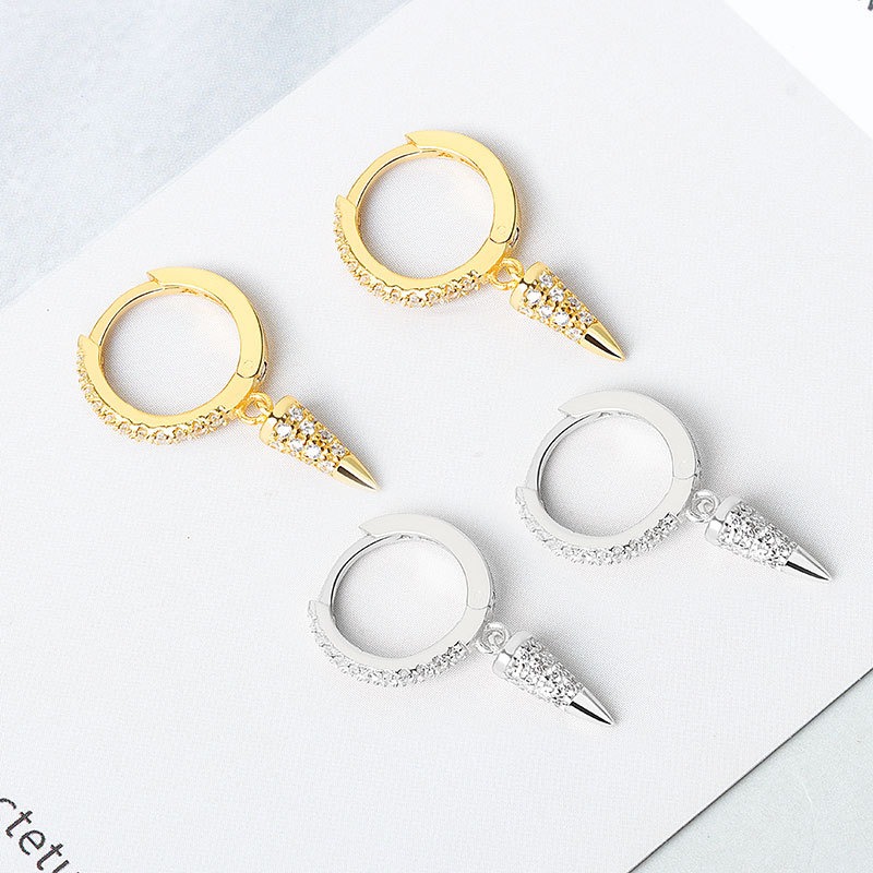 S925 sterling silver stud earrings geometric conical earrings - Image 2