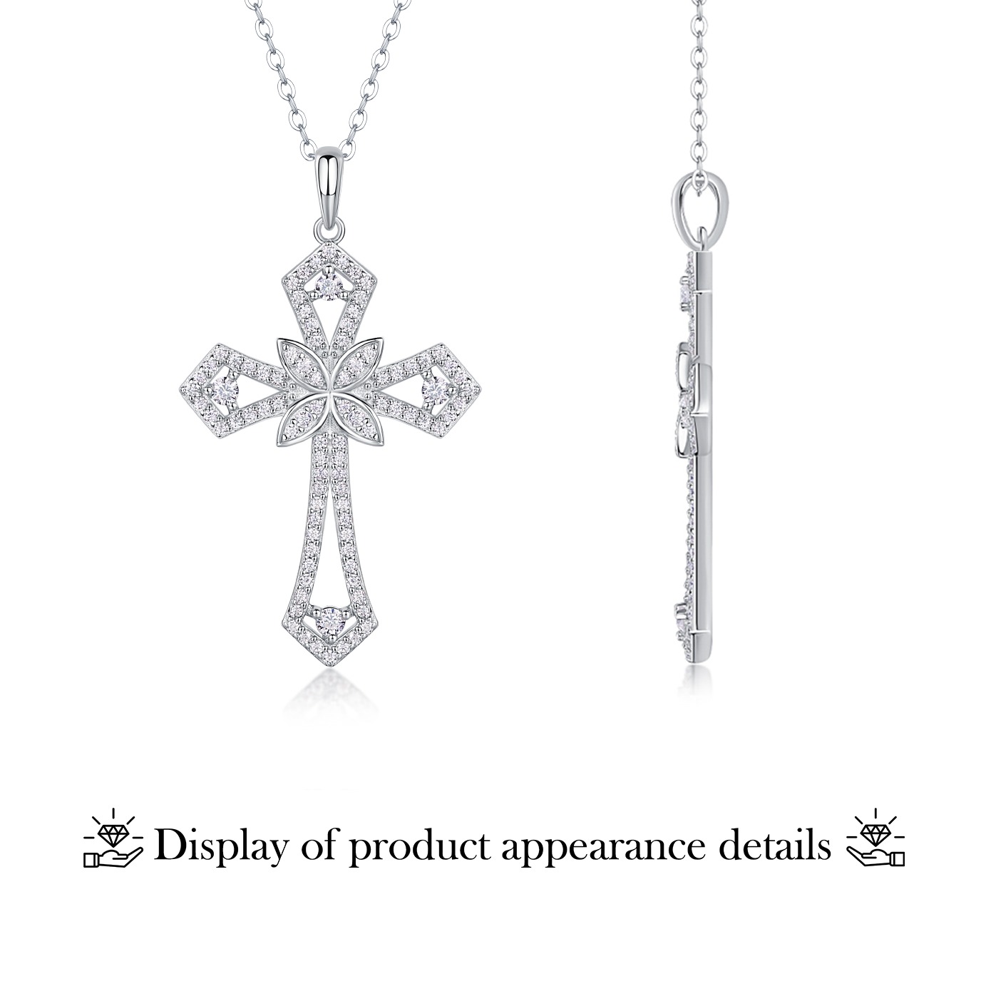 Moissanite Pendant Passes Diamond Tester Fashion S925 Sterling VVS Diamond Round Moissanite Chain Pendant - Image 2