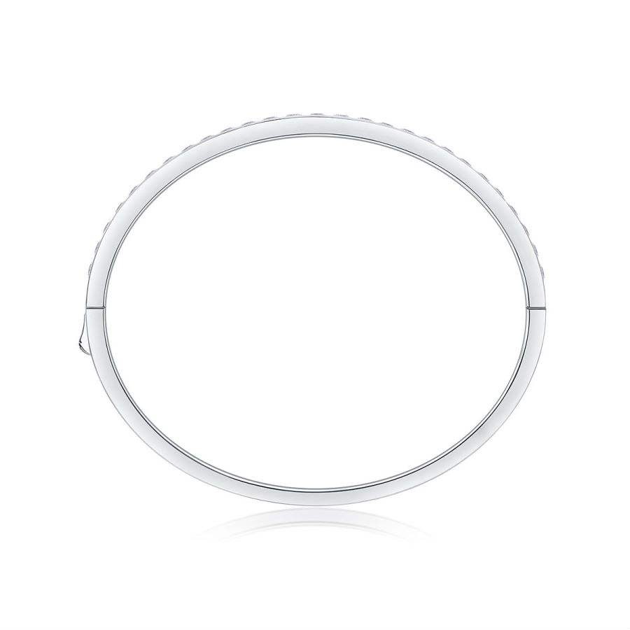 3MM D VVS1 Moissanite Bangle for Women, S925 Silver, 18k White Gold Plated, GRA Certified, Christmas Gift Bracelet - Image 2