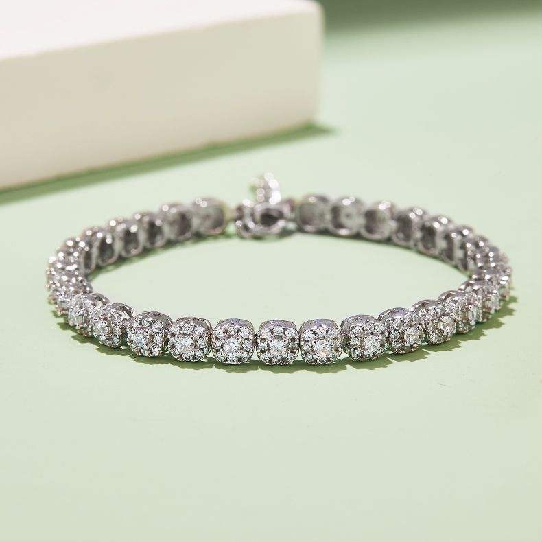 Moissanite Tennis Bracelet - 18K White Gold Plated 925 Sterling Silver, D Color VVS1 Clarity, Unisex Gift - Image 3