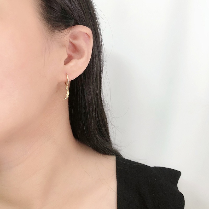 S925 sterling silver stud earrings moon earrings - Image 5