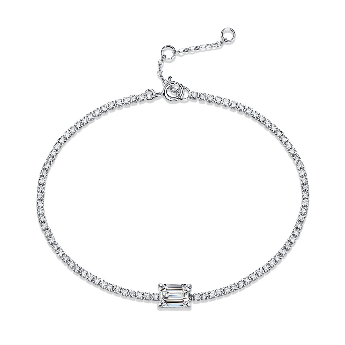 Fashion Elegant Boutique Silver Bracelet Round Cut Moissanite Pendant Bracelet Charm Sexy Bracelet - Image 2