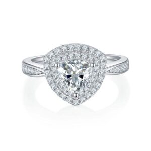 S925 Silver Triangle Ring with Moissanite