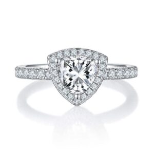 1-Carat Triangle Moissanite Engagement Ring - 925 Silver Plated