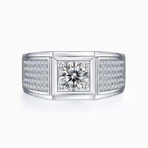 Men's S925 Silver Moissanite Engagement Ring 1 Carat