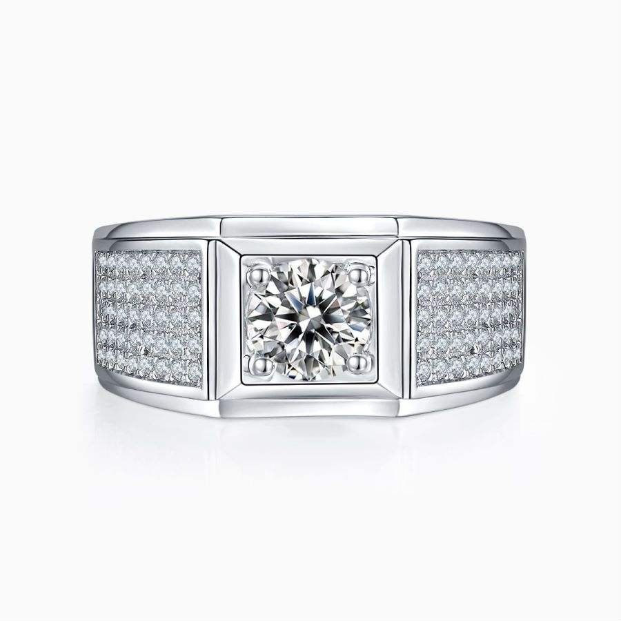 Men's S925 Silver Moissanite Engagement Ring 1 Carat