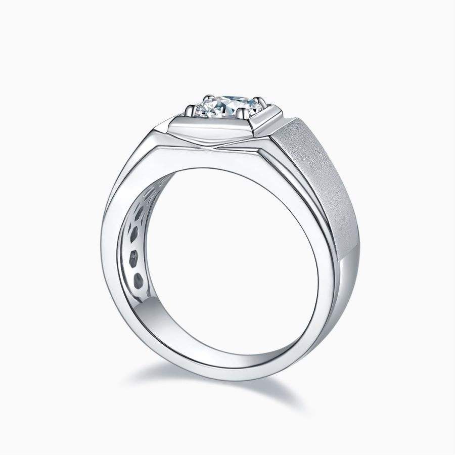 Men's 1 Carat Moissanite Ring in 925 Sterling Silver Single Stone Wedding - Image 3