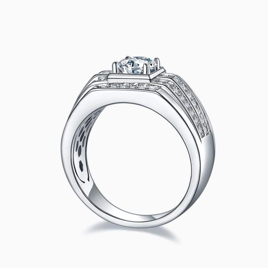 1 Ct Moissanite Ring Men's 925 Silver Luxury Engagement - Image 3