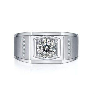 1 Ct Moissanite Engagement Ring for Men S925 Silver Wedding Band