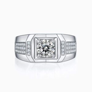 1 Carat Moissanite Men's Engagement Ring S925 Silver Wedding Ring