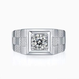 S925 Silver 1 Carat Moissanite Men's Engagement Ring