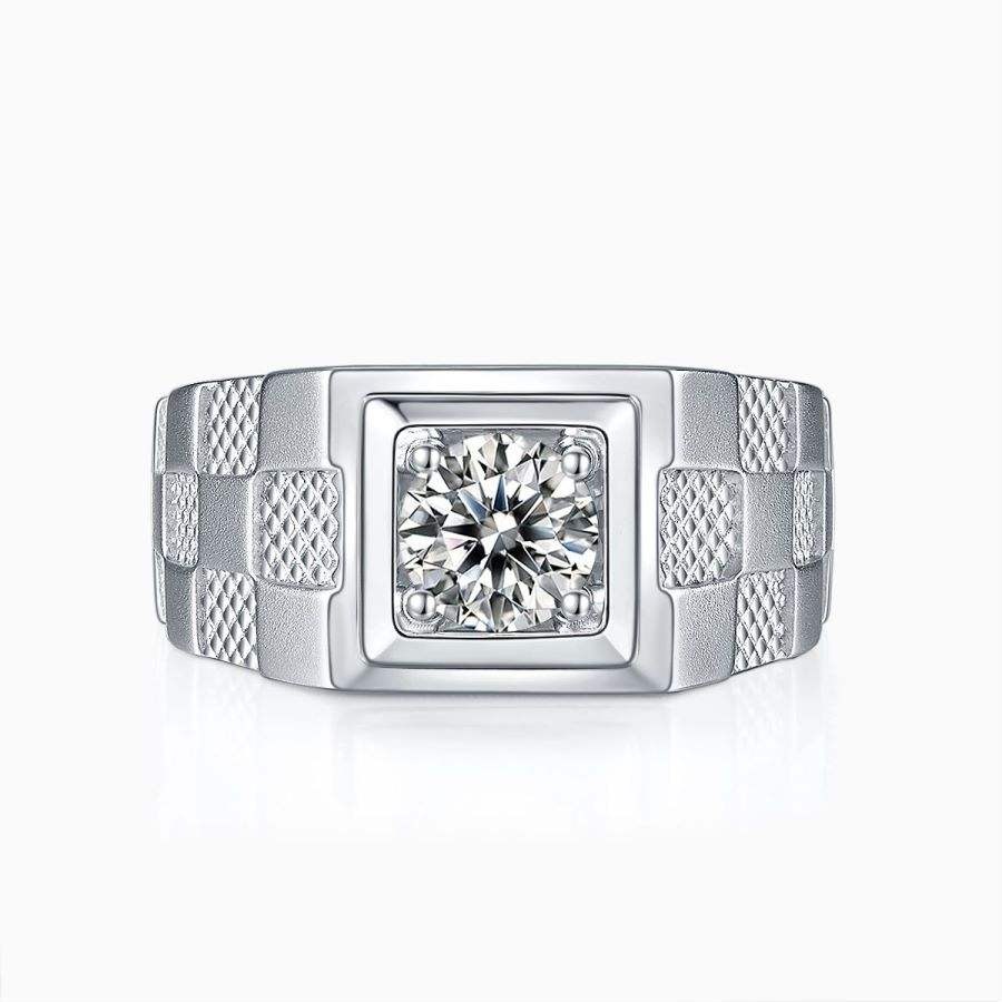 S925 Silver 1 Carat Moissanite Men's Engagement Ring