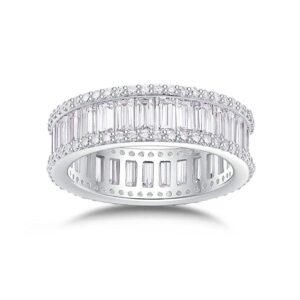 Moissanite Eternity Wedding Ring S925 Silver  18K White Gold Plated