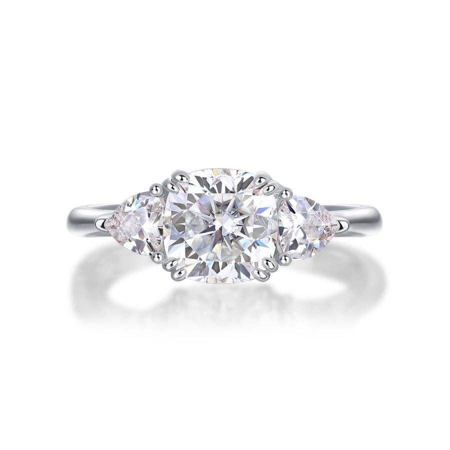 1.6 Carat Moissanite Ring in S925 Silver Plated with 18K White Gold - Wedding Jewelry Gift - Image 2