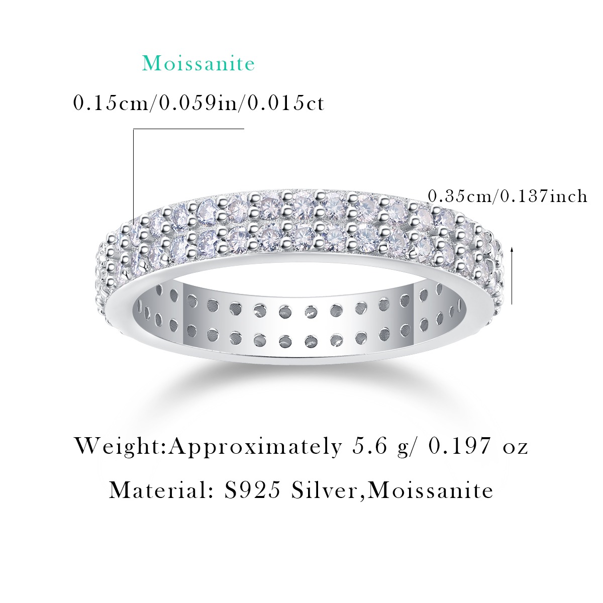 S925 Sterling Silver Moissanite Eternity Band Rings Affordable Price Moissanite Engagement Wedding Rings - Image 2