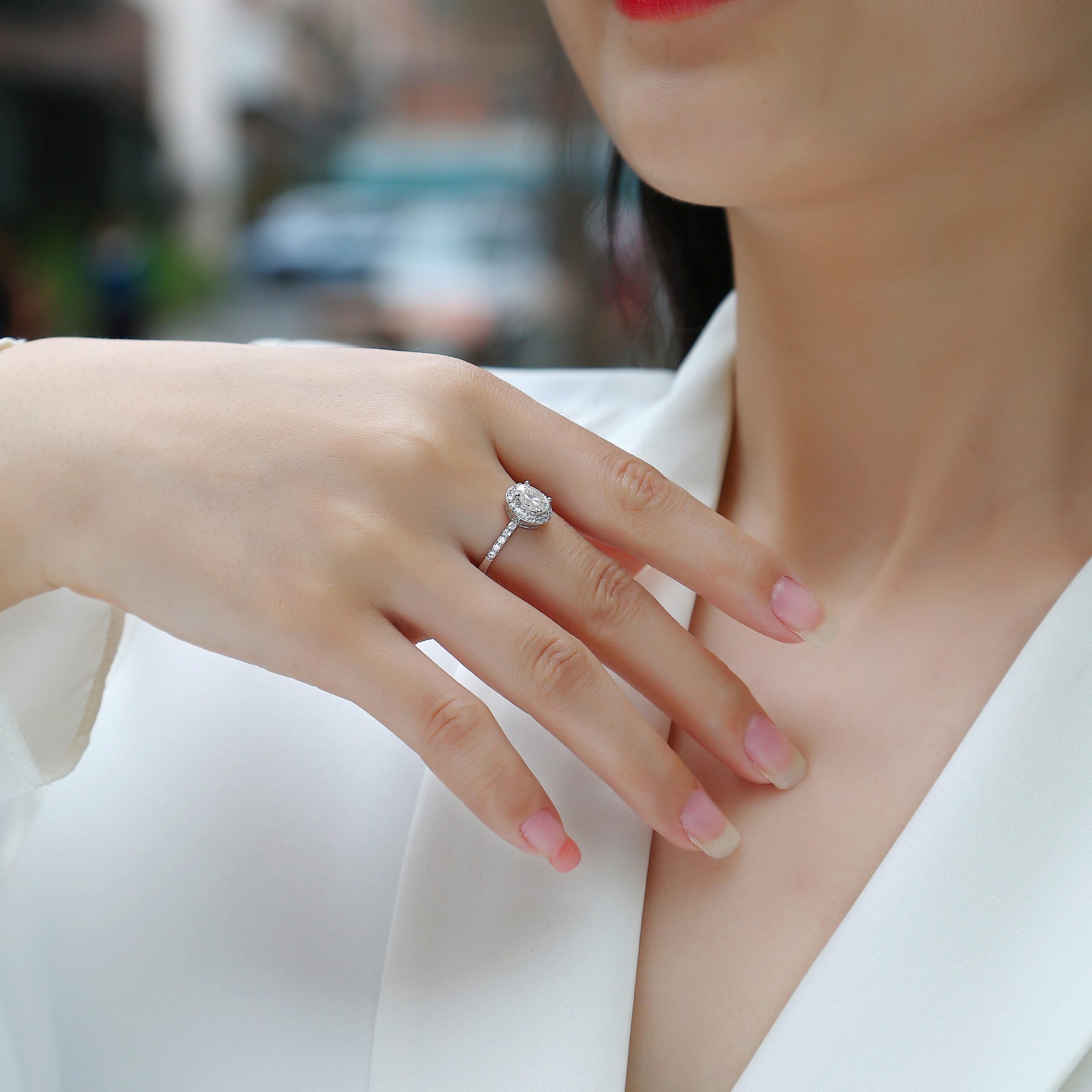 Wholesale 925 Sterling Silver 1ct Moissanite Engagement Ring Jewelry Gold Ring With GRA - Image 5