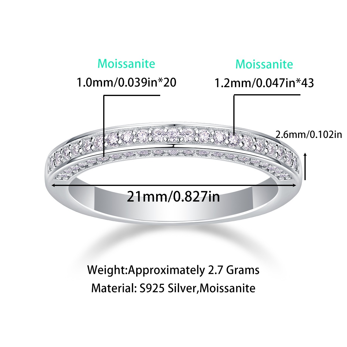 S925 Silver Moissanite Diamond Ring D Color Moissanite White Gold Plated Engagement Rings For Gift - Image 5