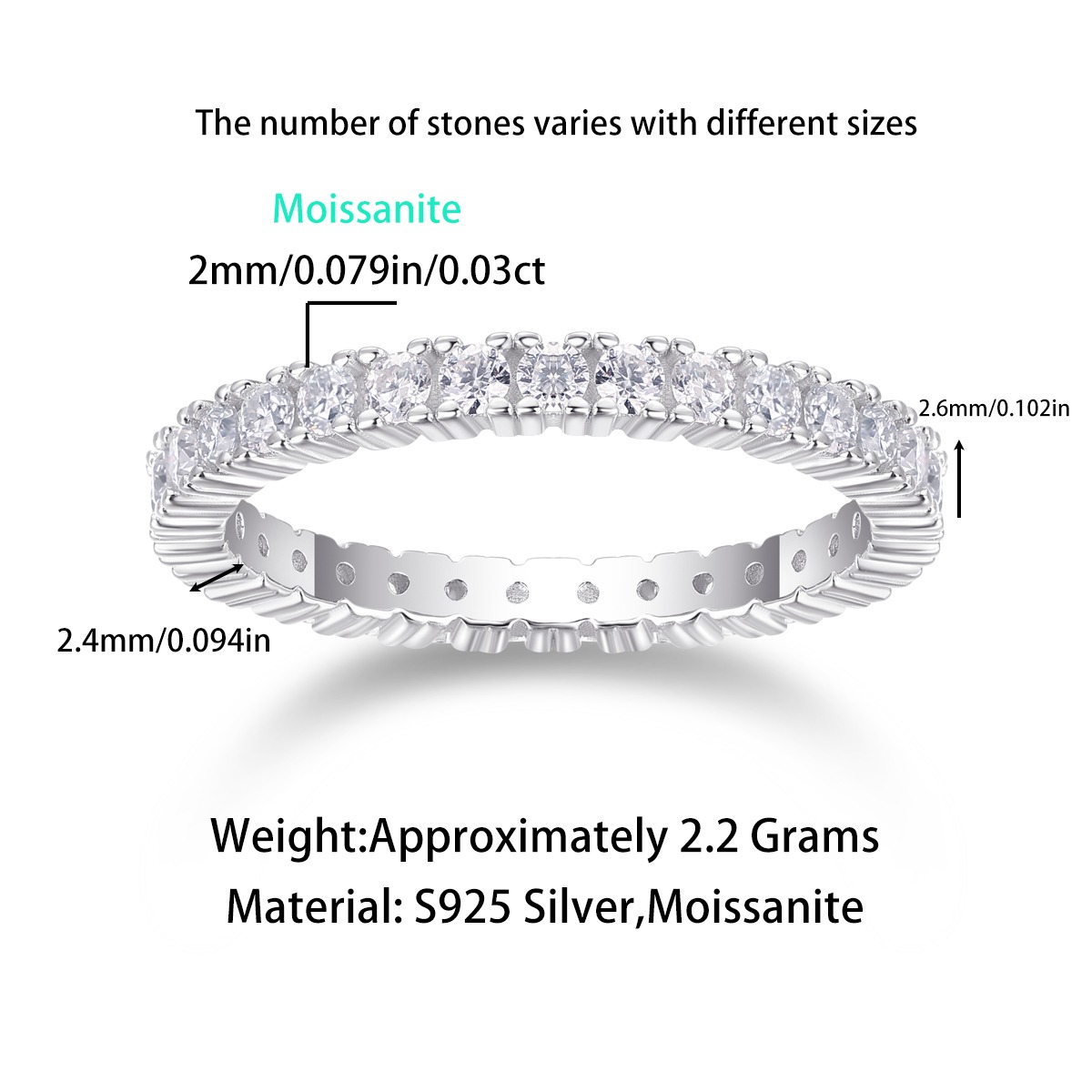 S925 Silver Moissanite Diamond Ring D Color Moissanite White Gold Plated Engagement Rings For Gift - Image 4