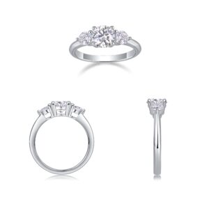 S925 Sterling Silver Round Moissanite Rings Rhodium Plated Engagement Ring Jewelry For Manufacturer