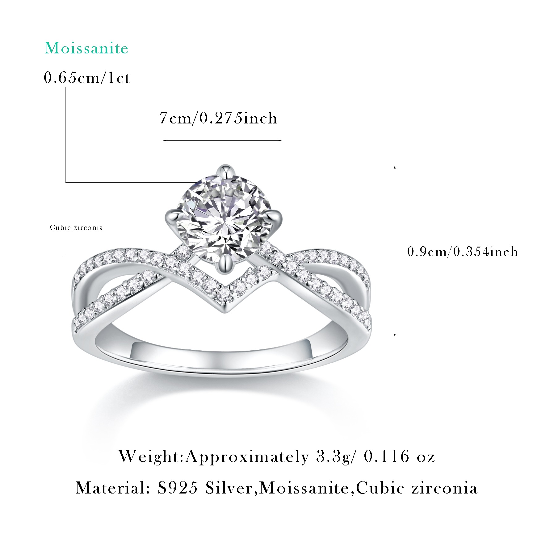 S925 Moissanite Rings Customized Women Luxury Fashion Romantic Sterling Silver Ring