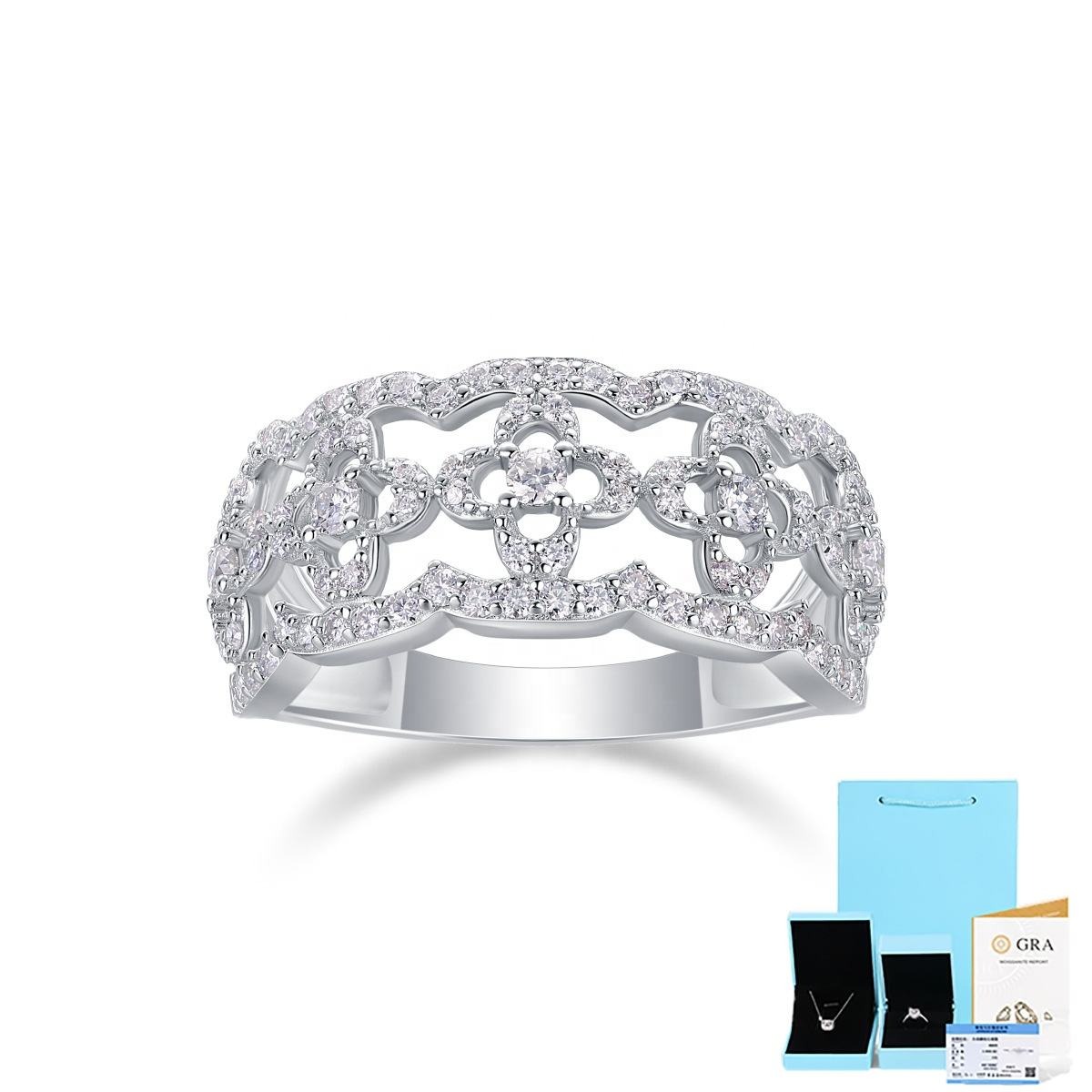 S925 Silver Floral Mandance Ring Moissanite Ring Jewelry Custom D Color Engagement Ring - Image 2