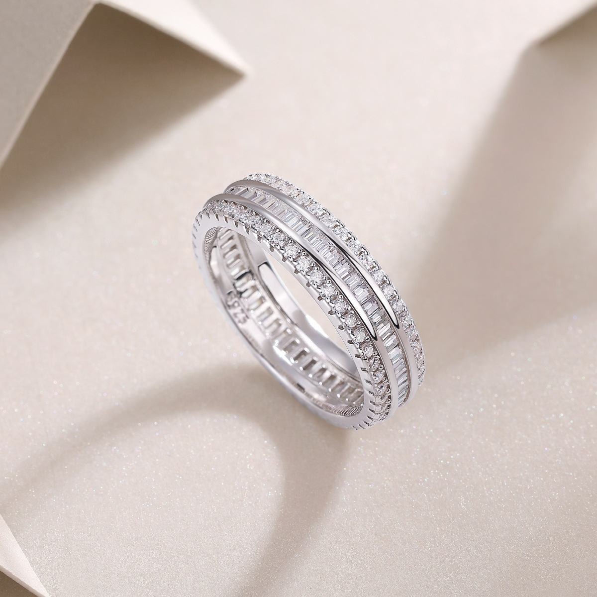 S925 Silver Parallel Universe Ring Mossan Stone Set Closed Ring Jewelry Custom - Image 3