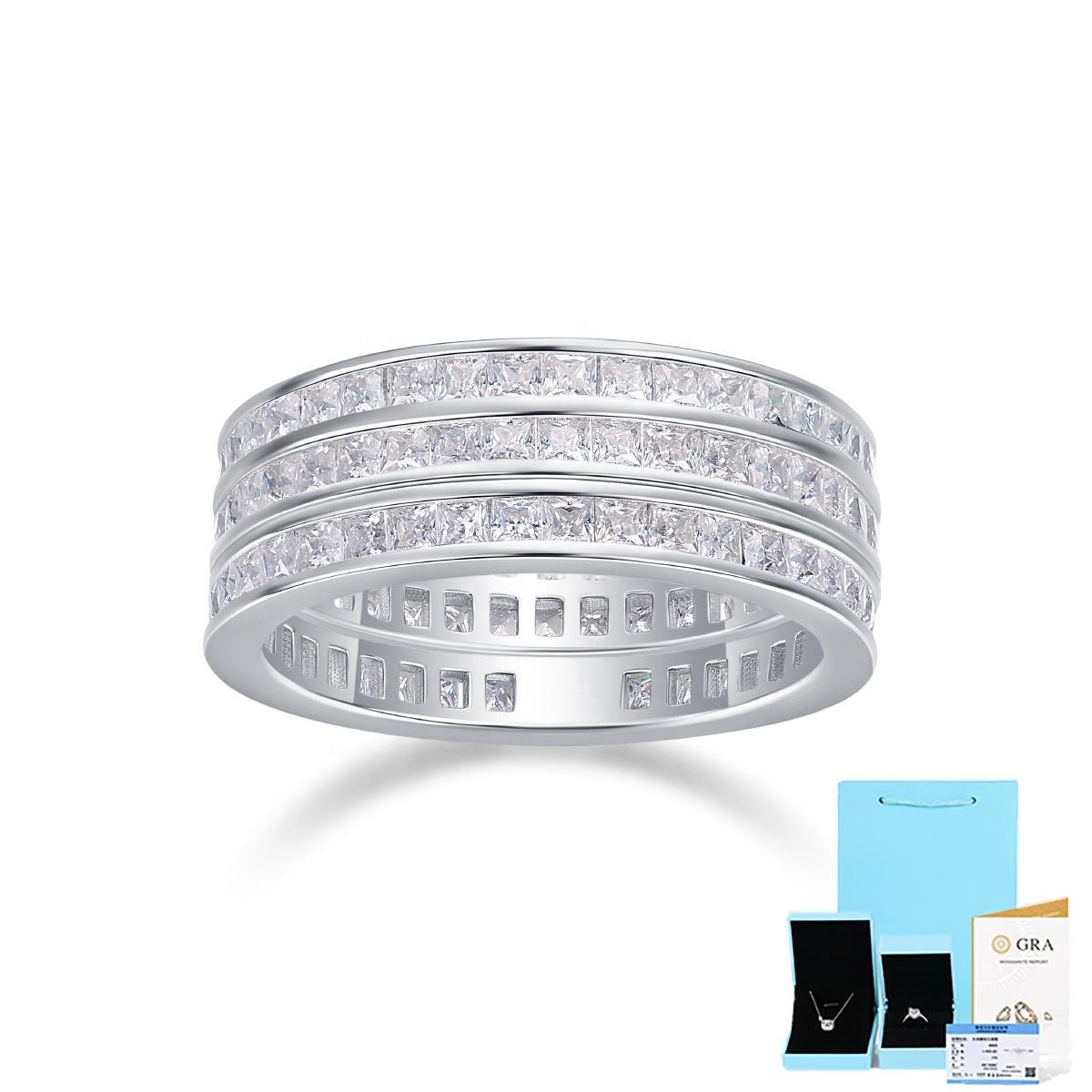 S925 Silver Wanton Growth Ring Mossan Stone Set Ring For Men And Women Wedding Ring - Image 2