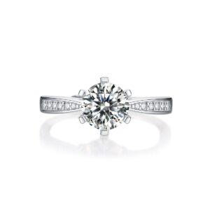 Women Mossinate Diamond Jewelry 925 Sterling Silver Ring 0.5ct Carat Diamond Moissanite Ring