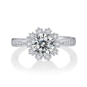New Style 1carat Moissanite Engagement Rings Luxury Sterling Silver 925 Women Ring Wholesale