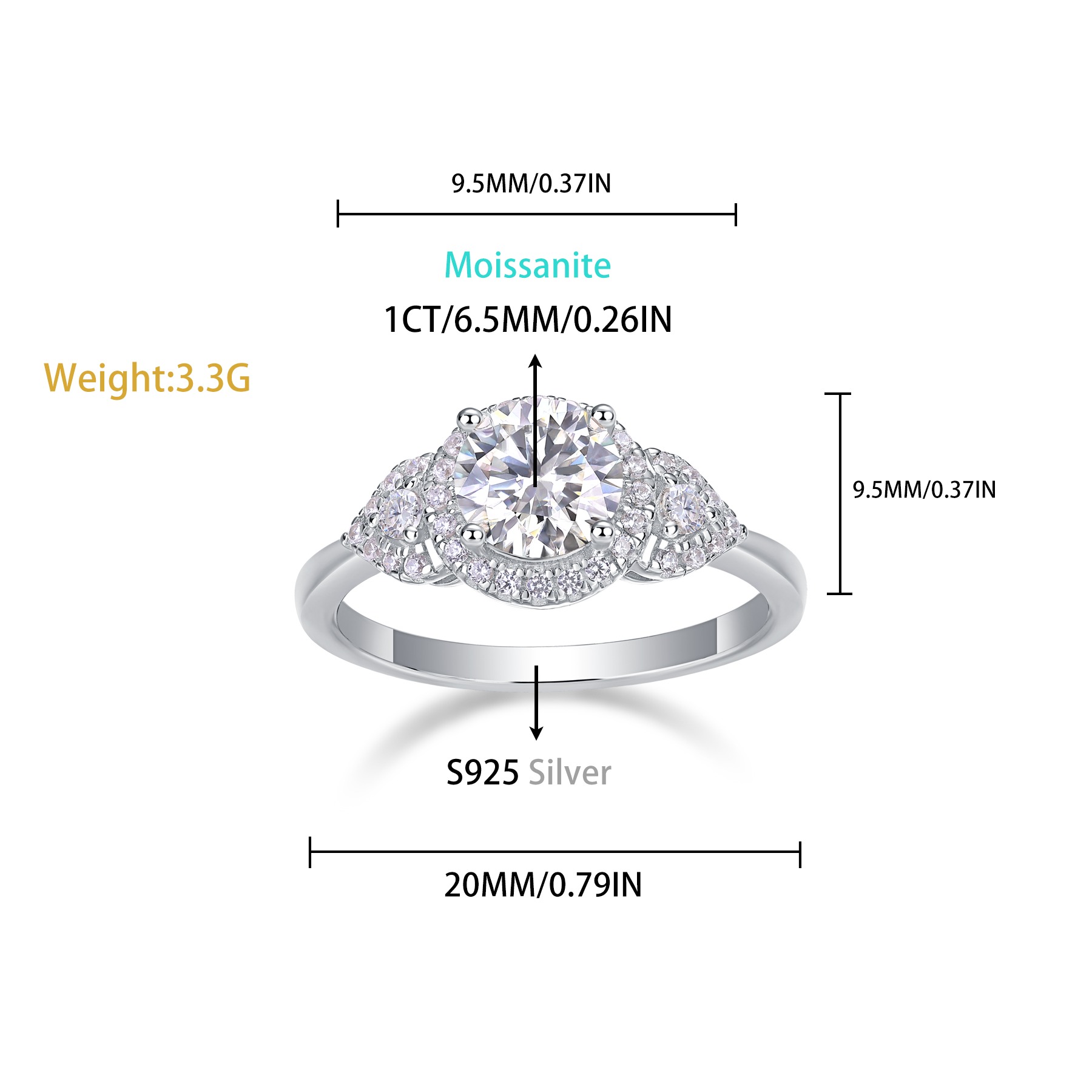 Wholesale Fine Jewelry 925 Sterling Silver GRA Certificate Lab Grown Diamond Custom Luxury Wedding Moissanite Ring For Women - Image 2