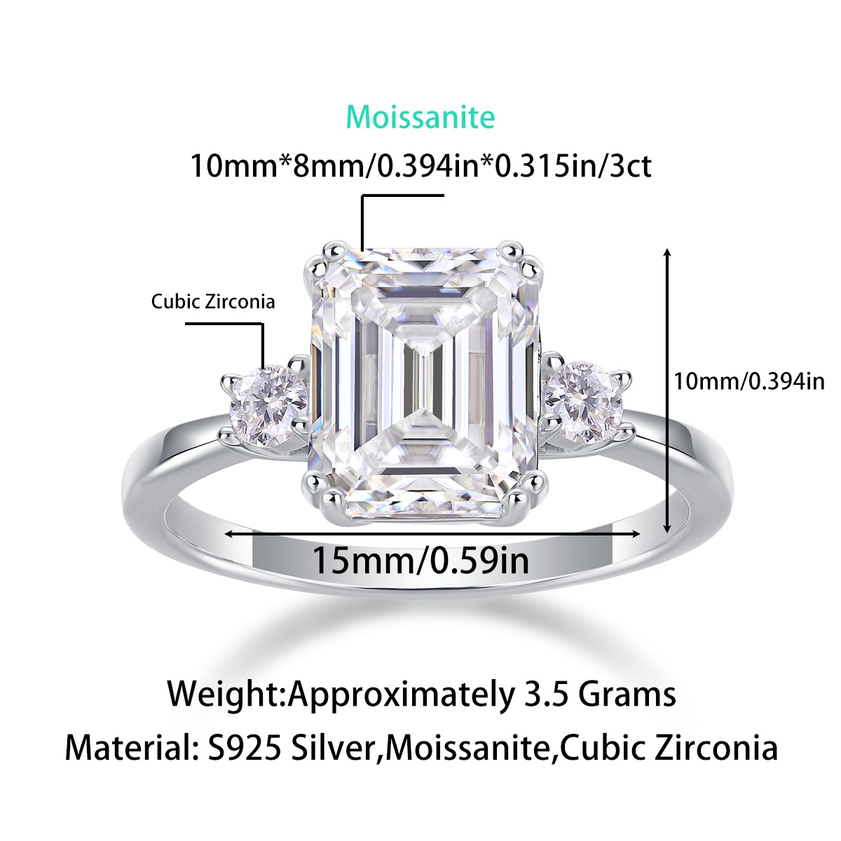 S925 sterling silver ring women moissanite stone finger ring cheap engagement moissanite ring - Image 2