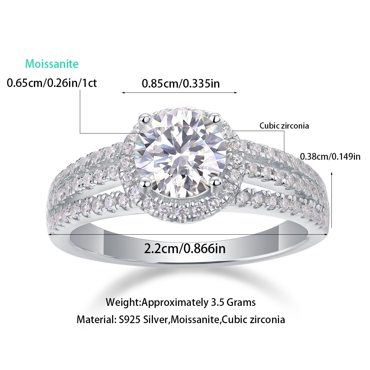 Wholesale 925 Sterling Silver Women 1ct Bling Moissanite Engagement Ring For Woman - Image 3