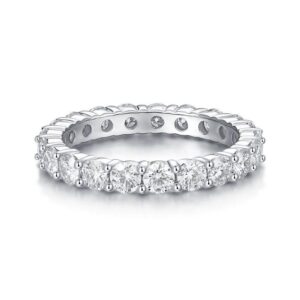 S925 Moissanite Eternity Ring Silver Jewelry Women Gift Party Sterling Stone Wedding Technology party