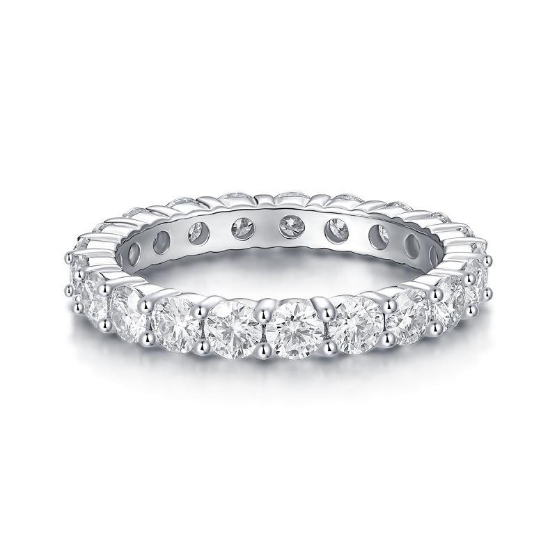 S925 Moissanite Eternity Ring Silver Jewelry Women Gift Party Sterling Stone Wedding Technology party