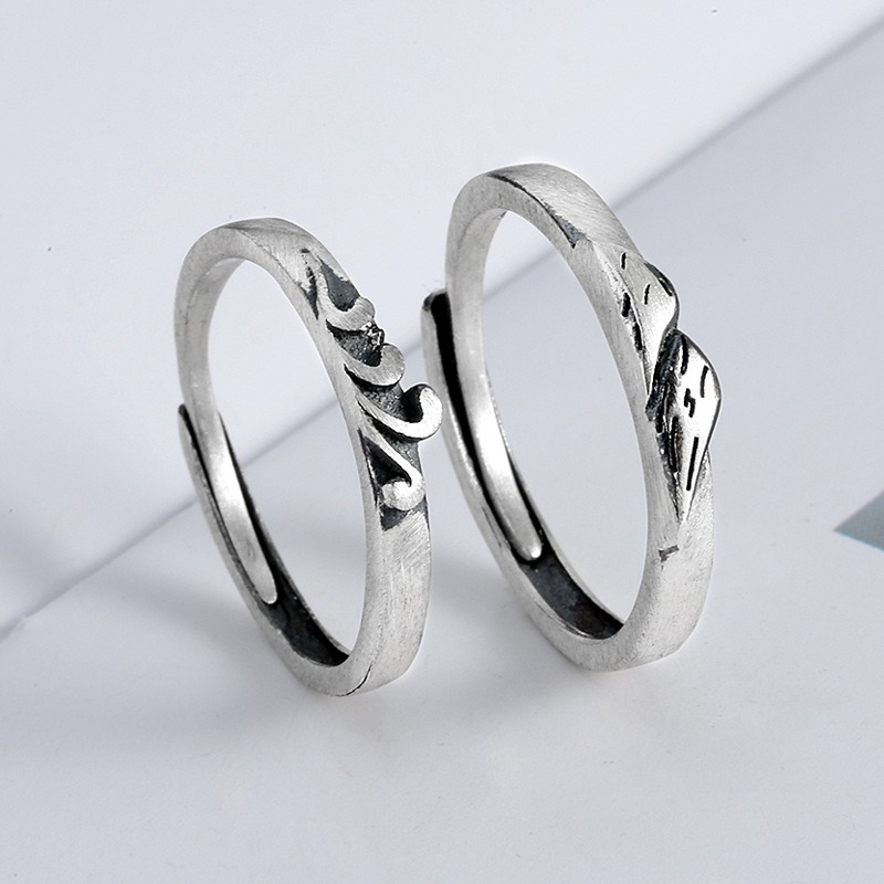 S925 sterling silver ring opening adjustable vintage plain ring couple ring - Image 5