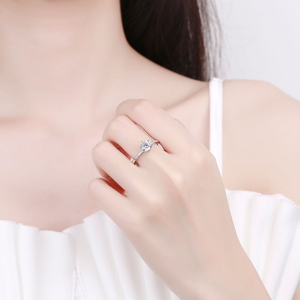 S925 Sterling Silver Ring Six Prongs GRA Moissanite Ring for Women - Image 5