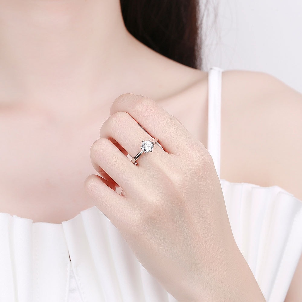 S925 sterling silver ring opening adjustable 1 carat GRA moissanite ring for women - Image 4