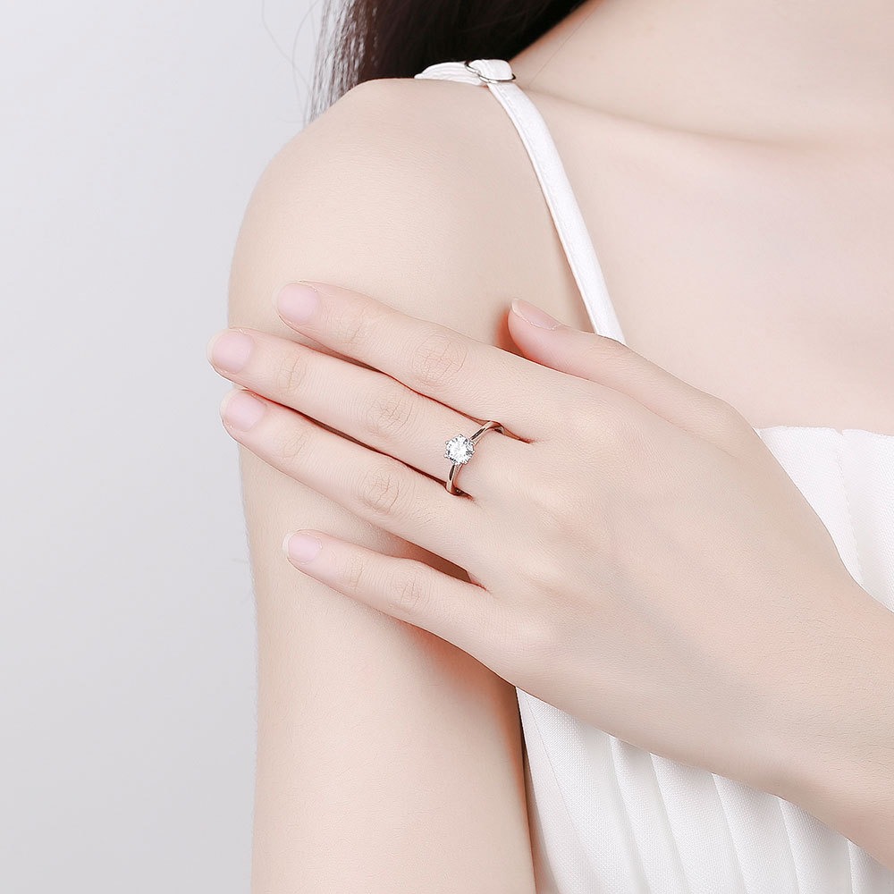 S925 sterling silver ring opening adjustable 1 carat GRA moissanite ring for women - Image 4