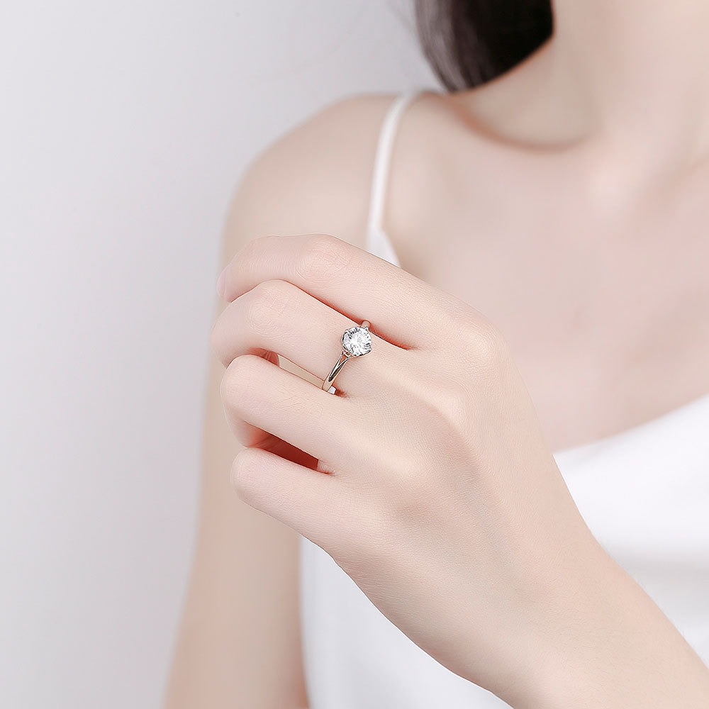S925 sterling silver ring opening adjustable 1 carat GRA moissanite ring for women - Image 4