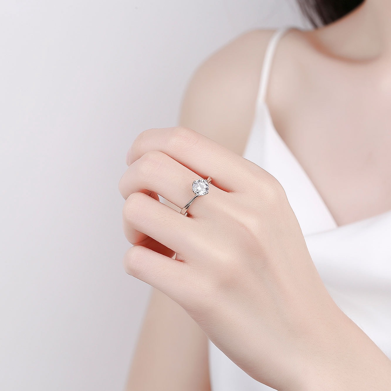 S925 sterling silver ring opening adjustable 1 carat GRA moissanite ring for women - Image 4