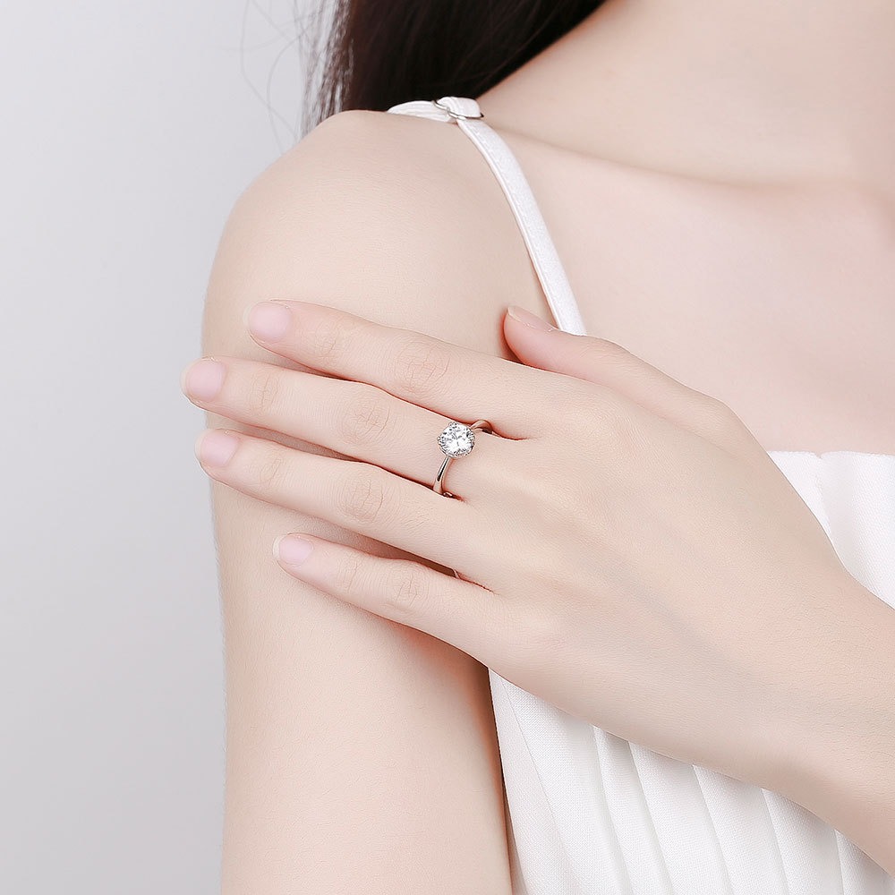 S925 sterling silver ring opening adjustable 1 carat GRA moissanite ring for women - Image 4