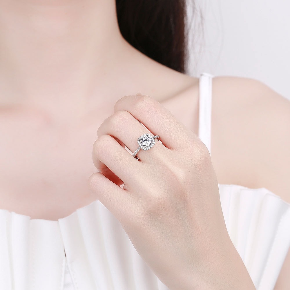 S925 sterling silver ring opening adjustable 1 carat GRA moissanite ring for women - Image 4