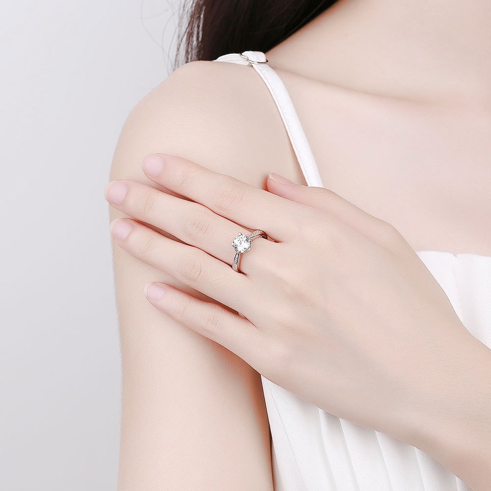 S925 sterling silver ring opening adjustable 1 carat GRA moissanite ring for women - Image 4