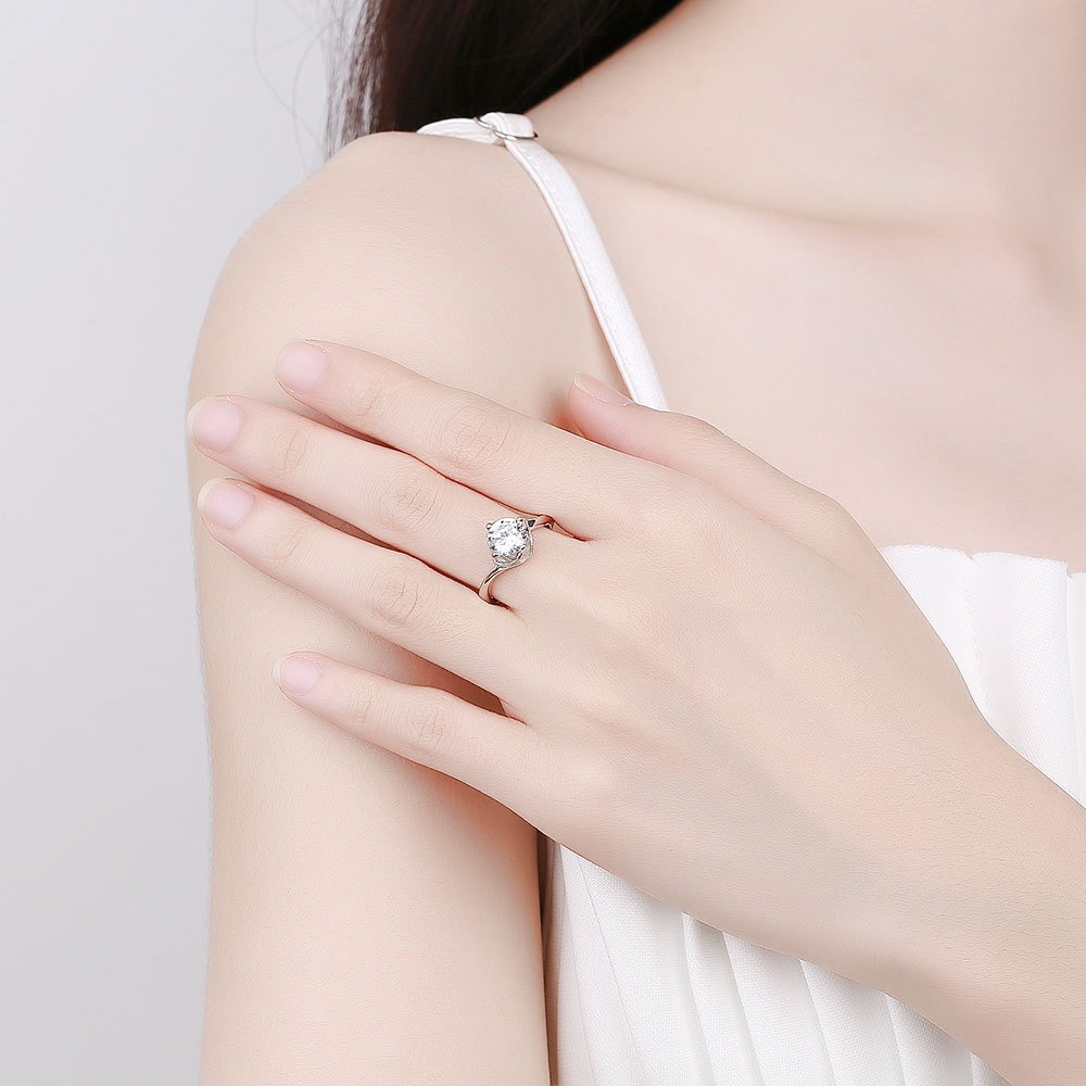 S925 sterling silver ring opening adjustable 1 carat GRA moissanite ring for women - Image 4
