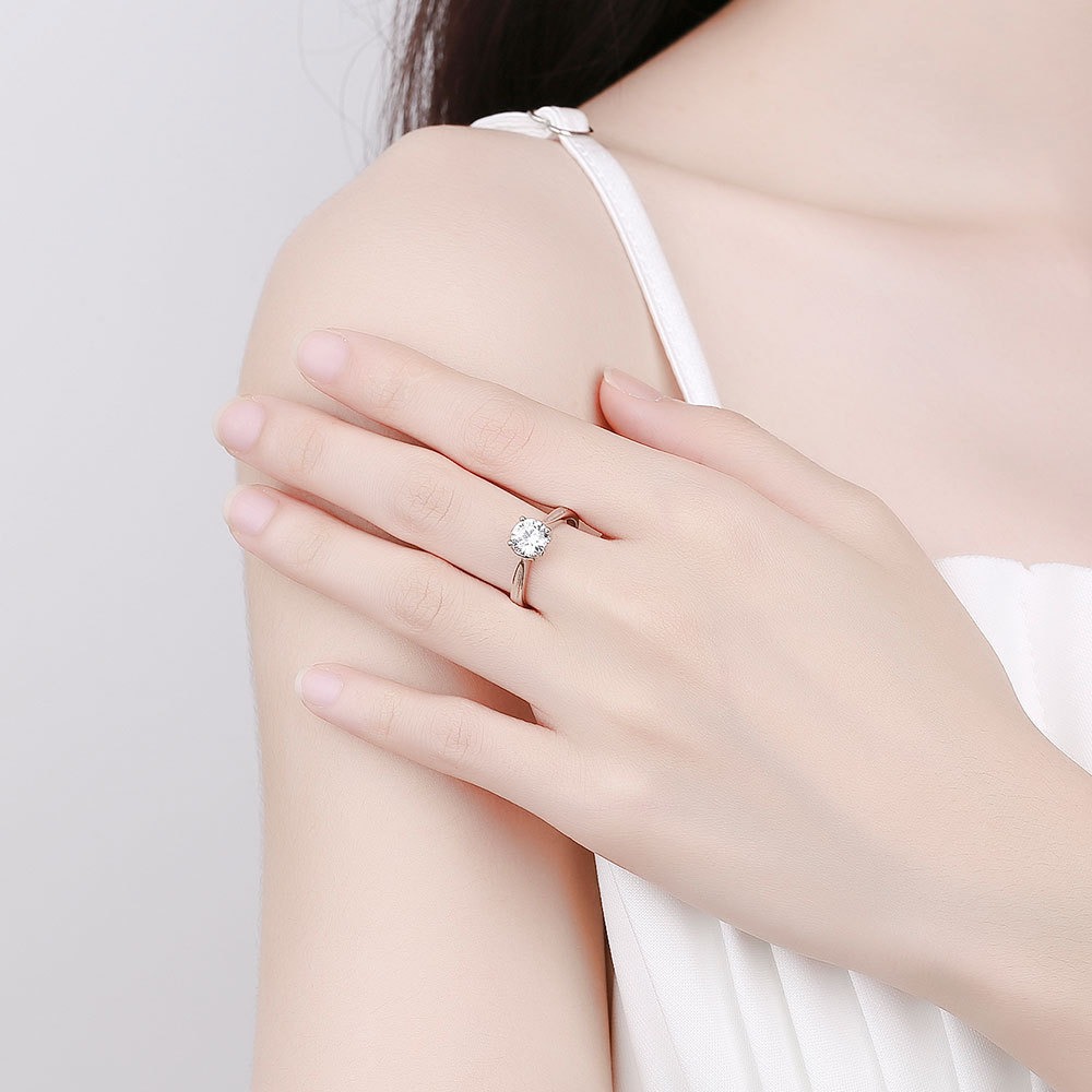 S925 sterling silver ring opening adjustable 1 carat GRA moissanite ring for women - Image 4